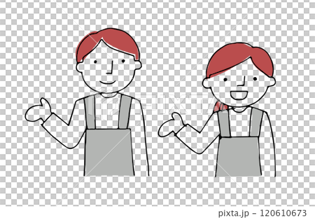 咖啡館和餐廳工作人員男女 120610673