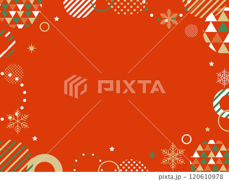 クリスマス/Happy new year 冬 雪の結晶 の ポップ なフレーム・背景	 120610978