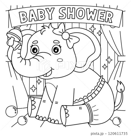 Baby Shower Baby Girl Elephant Coloring Page Baby Shower Baby Girl Elephant Coloring Page 120611735