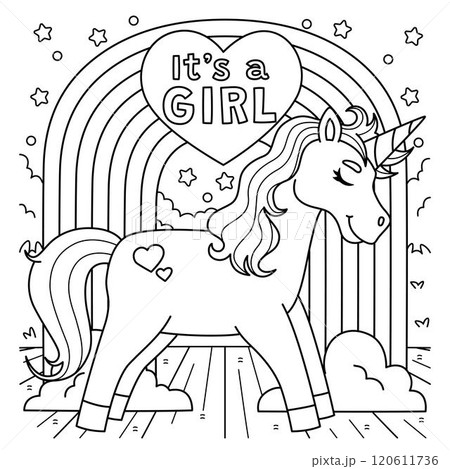 Baby Shower Its A Girl Unicorn Coloring Page Baby Shower Its A Girl Unicorn Coloring Page 120611736