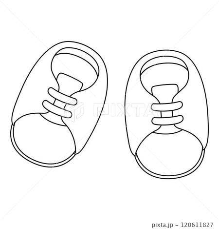 Baby Shower Baby Boy Shoes Isolated Coloring Page 120611827