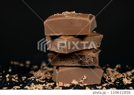 Natural Organic Vegan Lactose-Free Low Carb Gluten-Free Chocolate Black Background. 120612856