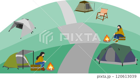 夏のキャンプ場のイラスト 夏のキャンプ場のイラスト 120613039