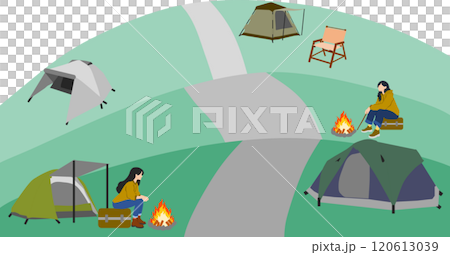 夏のキャンプ場のイラスト 夏のキャンプ場のイラスト 120613039