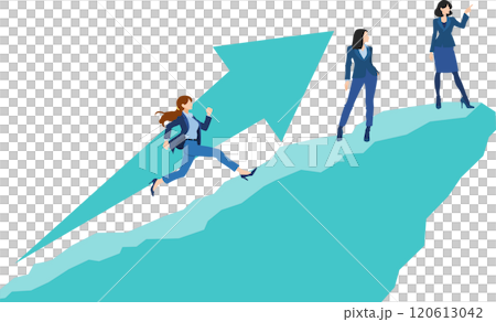 Illustration of a roadmap to achieving goals (businesswoman) 120613042