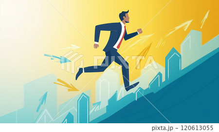 階段を駆け上がるビジネスマン 階段を駆け上がるビジネスマン 120613055