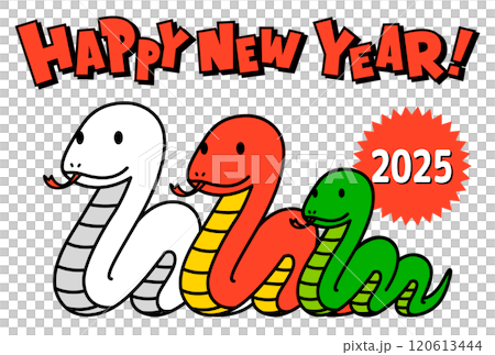 親子三蛇卡通風格新年卡片素材 親子三蛇卡通風格新年卡片素材 120613444