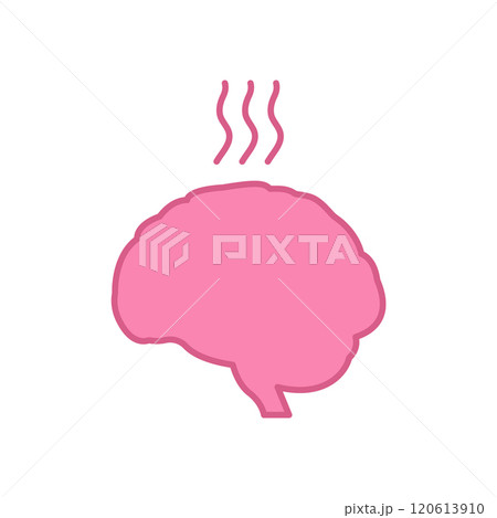 Pink Brain with Steam Icon. Mental Stress Concept Symbol. Burnout and Overheating Brain and Cognitive Pressure Sign. Isolated Vector Illustration Pink Brain with Steam Icon. Mental Stress Concept Symbol. Burnout and Overheating Brain and Cognitive Pressure Sign. Isolated Vector Illustration 120613910