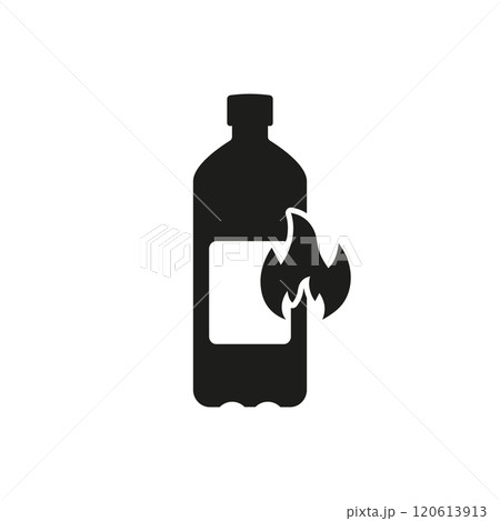 Energy Drink Bottle With Fire Silhouette Icon. Vitality And Intensity Glyph Pictogram. Isolated Vector Illustration Energy Drink Bottle With Fire Silhouette Icon. Vitality And Intensity Glyph Pictogram. Isolated Vector Illustration 120613913