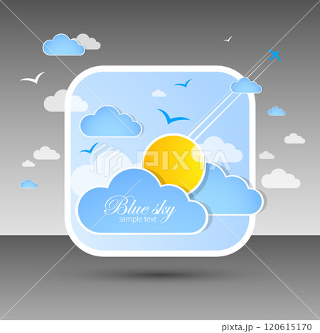 Blue sky with clouds. Vector nature background. Hand drawn. 120615170
