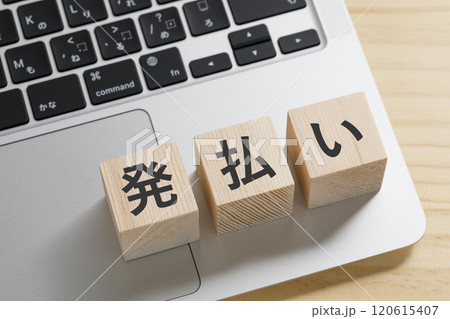 発払いと書かれた積み木のブロック 120615407
