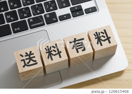送料有料と書かれた積み木のブロック 送料有料と書かれた積み木のブロック 120615408