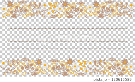 ナチュラルなインド刺繍風植物のフレーム 120615589