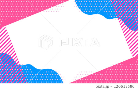 ポップな幾何学模様の背景素材 14 水色 ピンク レトロ風フレーム 120615596