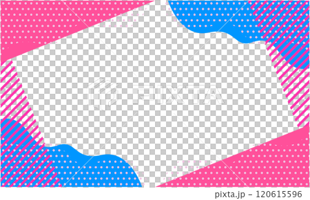 ポップな幾何学模様の背景素材 14 水色 ピンク レトロ風フレーム 120615596