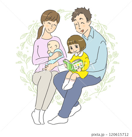 笑顔で仲良しな家族のイラスト 120615712