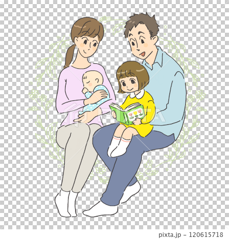 一個微笑和友好的家庭的插圖 一個微笑和友好的家庭的插圖 120615718