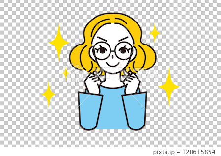 やる気満ち溢れた若い眼鏡の女性 120615854