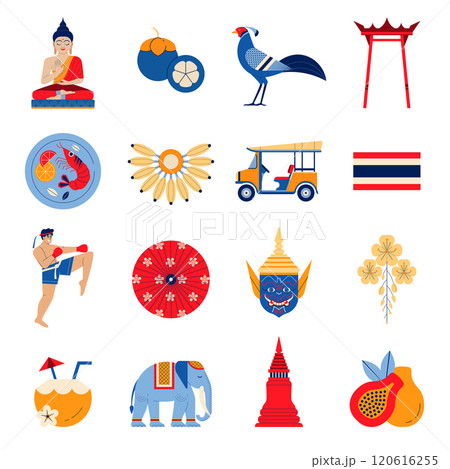 Thailand Travel Symbols and Bangkok Landmarks Icons Thailand Travel Symbols and Bangkok Landmarks Icons 120616255