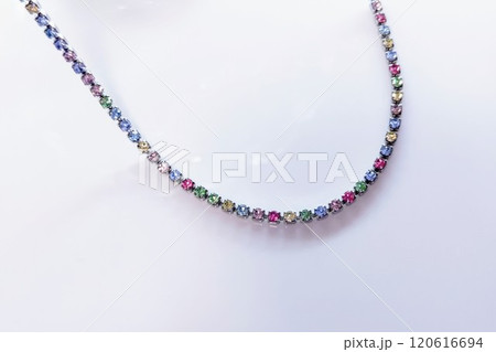 カラフルなラインストーンネックレス カラフルなラインストーンネックレス 120616694