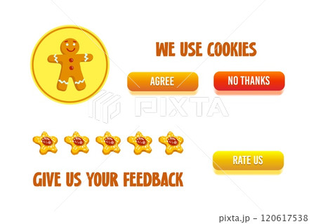 Gingerbread man, humorous rating cookies, buttons 120617538