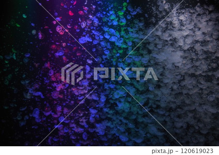 虹色にライトアップされたミズクラゲの大群 120619023