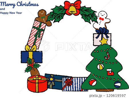プレゼントのフレーム　クリスマスカードのイラスト 120619597
