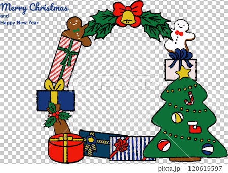 プレゼントのフレーム　クリスマスカードのイラスト 120619597