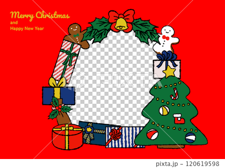 Gift frame Christmas card illustration 120619598