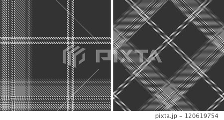 Set black and white check plaid seamless vector pattern. 120619754
