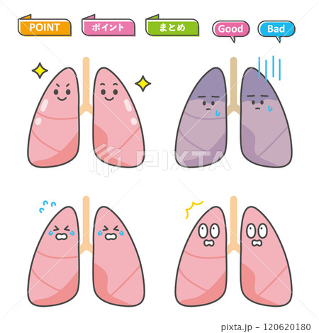 肺のキャラクターイラスト 120620180