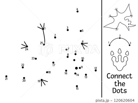 Vector black and white dot-to-dot and color activity with pterosaur. Dinosaur connect the dots game, coloring page. What join the dot printable worksheet with pterodactyl. Prehistoric line puzzle Vector black and white dot-to-dot and color activity with pterosaur. Dinosaur connect the dots game, coloring page. What join the dot printable worksheet with pterodactyl. Prehistoric line puzzle 120620604