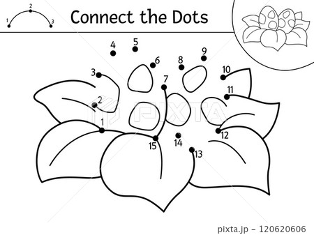 Vector black and white dot-to-dot and color activity with eggs in nest. Dinosaur connect dots game, coloring page. What join the dot printable worksheet. Prehistoric puzzle Vector black and white dot-to-dot and color activity with eggs in nest. Dinosaur connect dots game, coloring page. What join the dot printable worksheet. Prehistoric puzzle 120620606