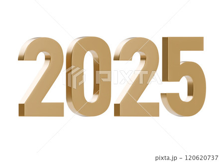 3D vector golden numbers 2025. Elegant and modern decorative element for celebration of the New Year. The golden hue perfect for greeting cards, advertisement. Vector illustration on white background 3D vector golden numbers 2025. Elegant and modern decorative element for celebration of the New Year. The golden hue perfect for greeting cards, advertisement. Vector illustration on white background 120620737
