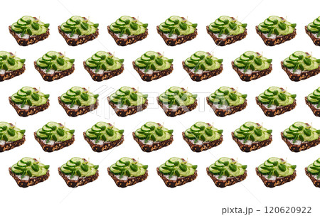 Delightful cucumber canapes on dark background 120620922