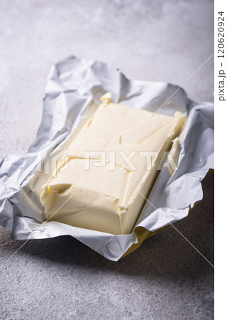 Fresh butter on grey backgrouns. 120620924