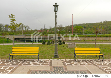 Two Benches Lightpole Park Two Benches Lightpole Park 120621029