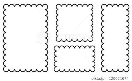 Black Outline Frames with Corrugated Edges Isolated on White. Simple Labels with Zig Zag Borders. Wiggly Shapes Black Outline Frames with Corrugated Edges Isolated on White. Simple Labels with Zig Zag Borders. Wiggly Shapes 120621074