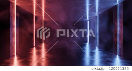 Futuristic Abstract Interior with Glowing Lights 120621326