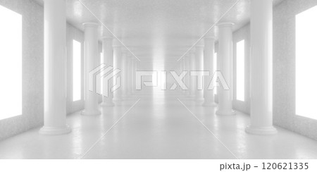 Ethereal White Corridor with Columns 120621335