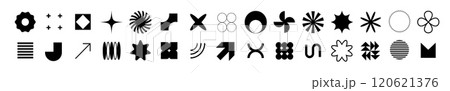 Black outline shapes in brutalist style for minimal decor. 120621376