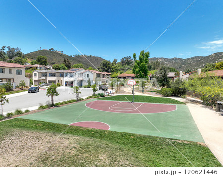 Basketball court in community park in San Diego Basketball court in community park in San Diego 120621446