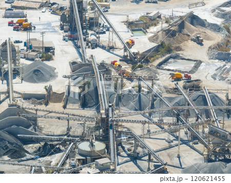 Aerial view of industrial sand and gravel quarry site In San Diego, USA Aerial view of industrial sand and gravel quarry site In San Diego, USA 120621455