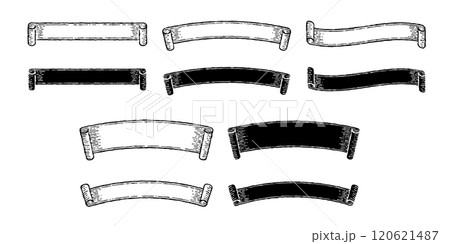 横長モノクロ和風レトロなデザインのラベルセット。 120621487