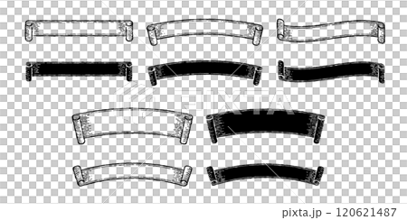 横長モノクロ和風レトロなデザインのラベルセット。 120621487