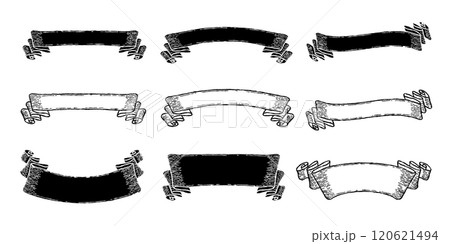 横長モノクロレトロなデザインのラベルセット。 120621494