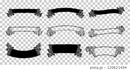 横長モノクロレトロなデザインのラベルセット。 120621494