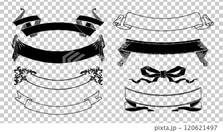 横長モノクロレトロなデザインのラベルセット。 120621497