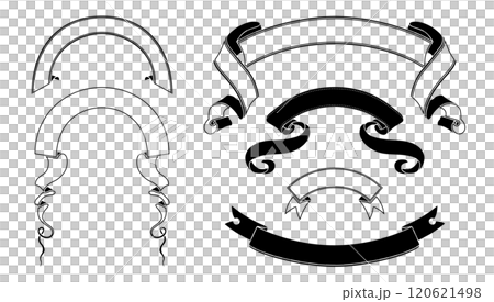 帯型モノクロ和風レトロなデザインのラベルセット。 120621498