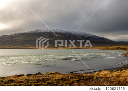 Crushed ice on the lake Uxavatn, Iceland 120621526